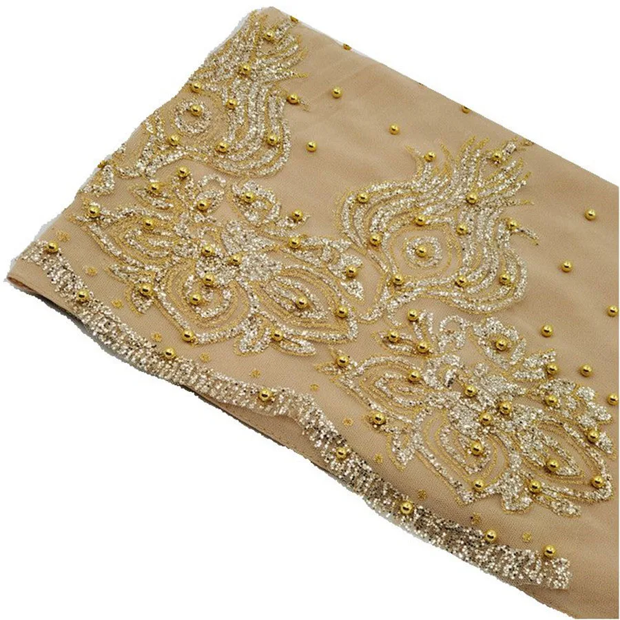 Chiffon Headscarf with Beads and Gold Shimmer — Image 11