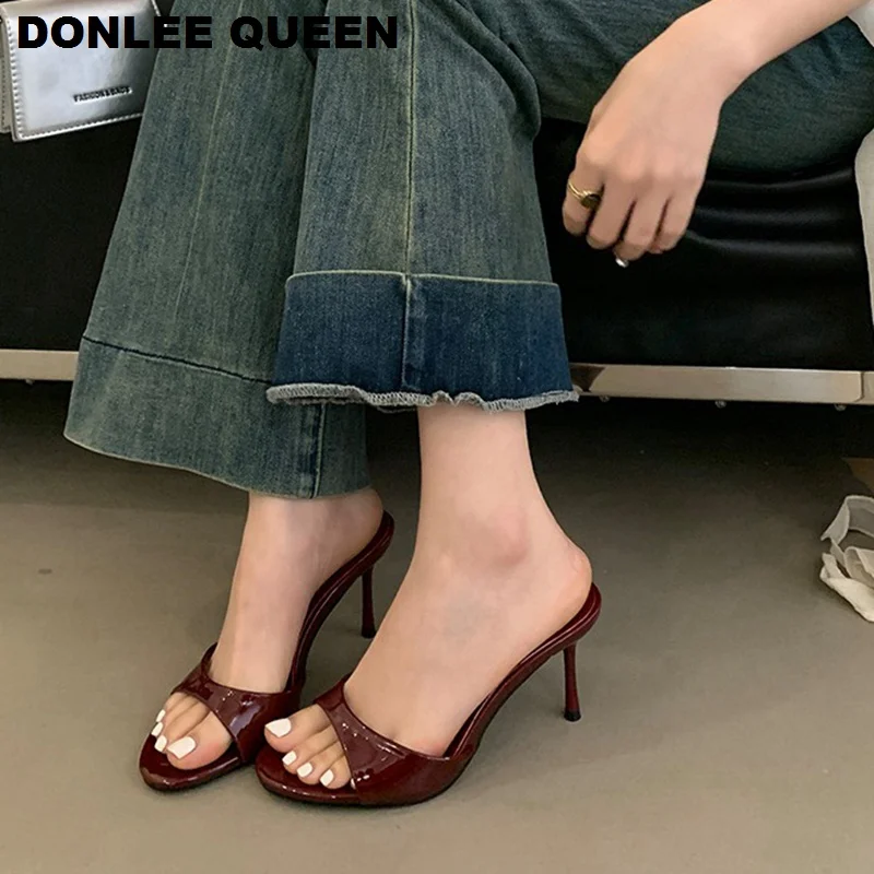 Open-Toe Thin-Heel Slippers