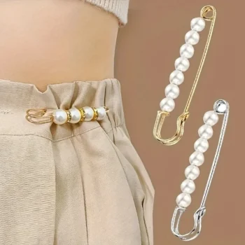 2-Piece Pearl Brooch with Buckle