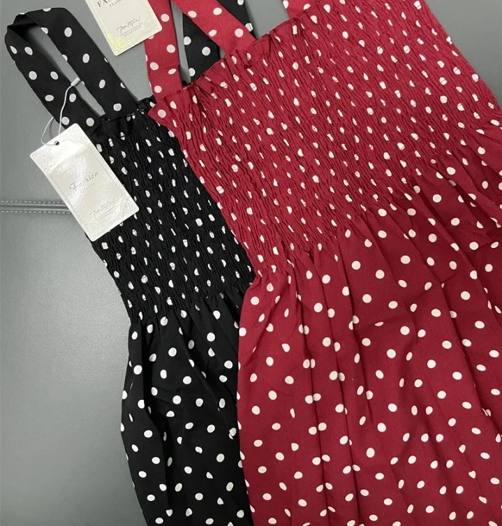 Elegant Summer Dress with Polka Dots and Ruffles