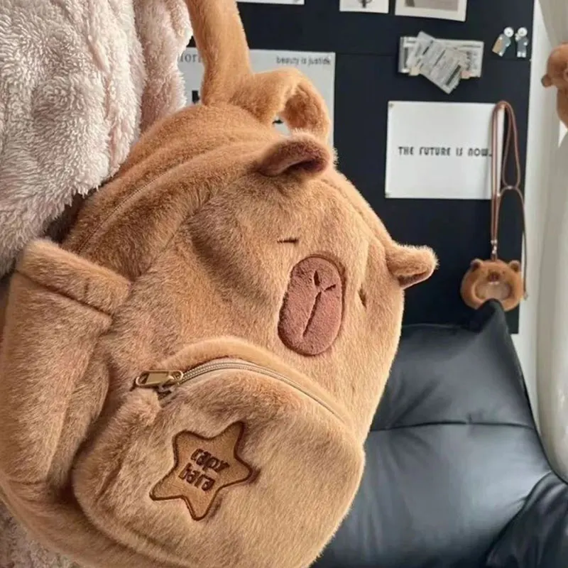 Velvet Capybara-Shaped Backpack