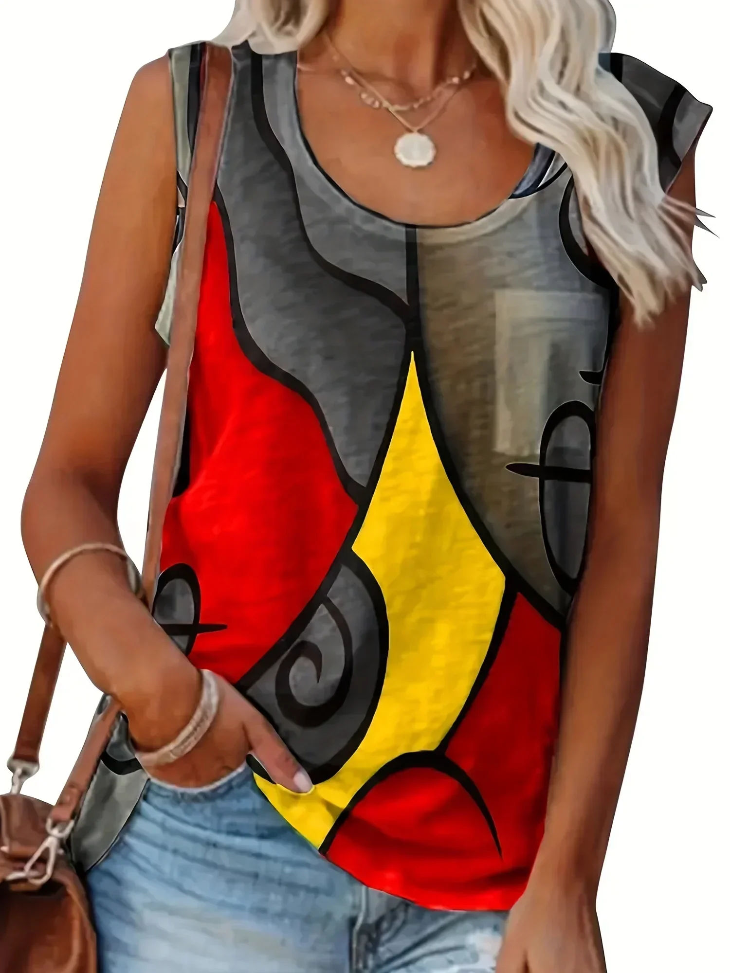Sleeveless Contrast Color Top