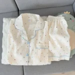 Polka Dot Cotton Short Sleeve Pajamas — Image 5