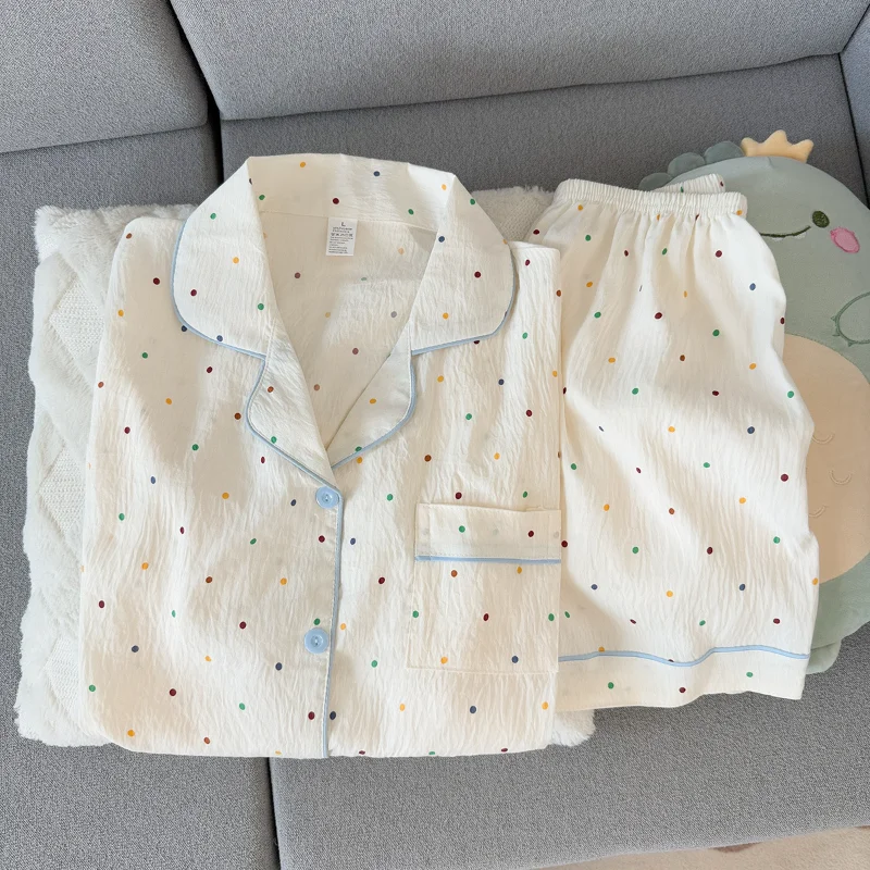Polka Dot Cotton Short Sleeve Pajamas