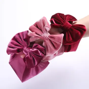 Newborn Solid Velvet Winter Headband with Bow