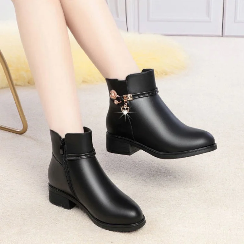 Leather Winter Short Boots