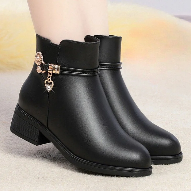 Leather Winter Short Boots