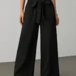 Striped Ruffled Wide-Leg Pants