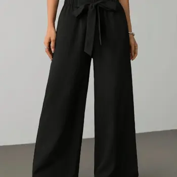 Striped Ruffled Wide-Leg Pants