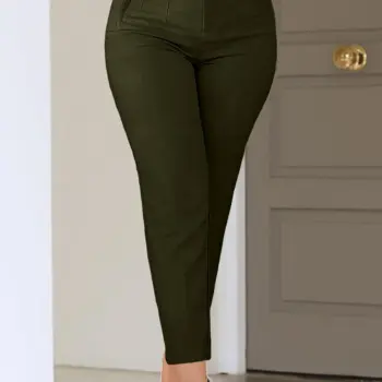 Elegant Solid High-Waisted Pants