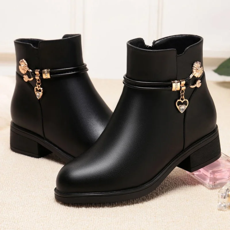 Leather Winter Short Boots
