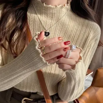 Solid Ruffled Winter Cardigan
