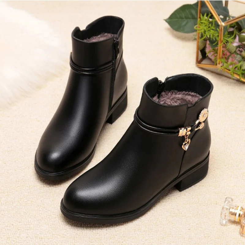 Leather Winter Short Boots